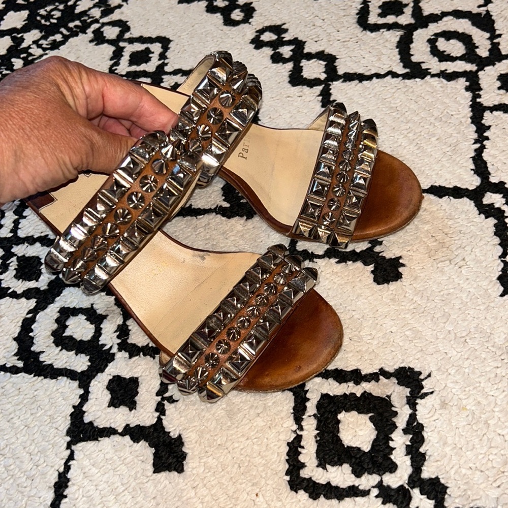 Christian Louboutin Tina Goes Mad 55 studded slide sandal mules. Size 5